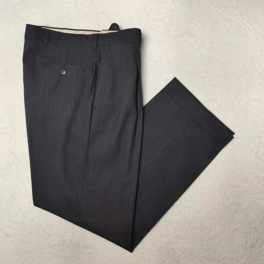 Jack Victor Pants Mens 35x31 Gray Striped Wool Classic Dress Slacks Suit Italy